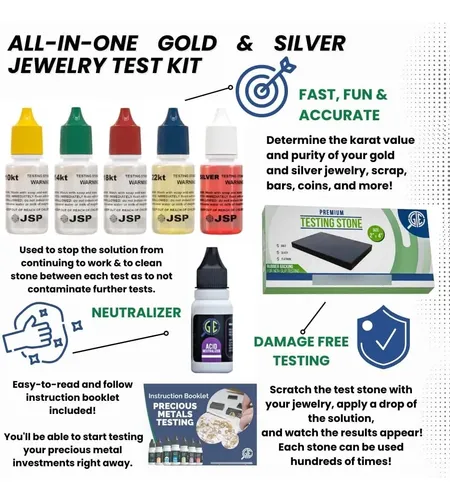 Kit Probador De Oro Plata Acidos Piedra 10k 14k 18k 22k 24k